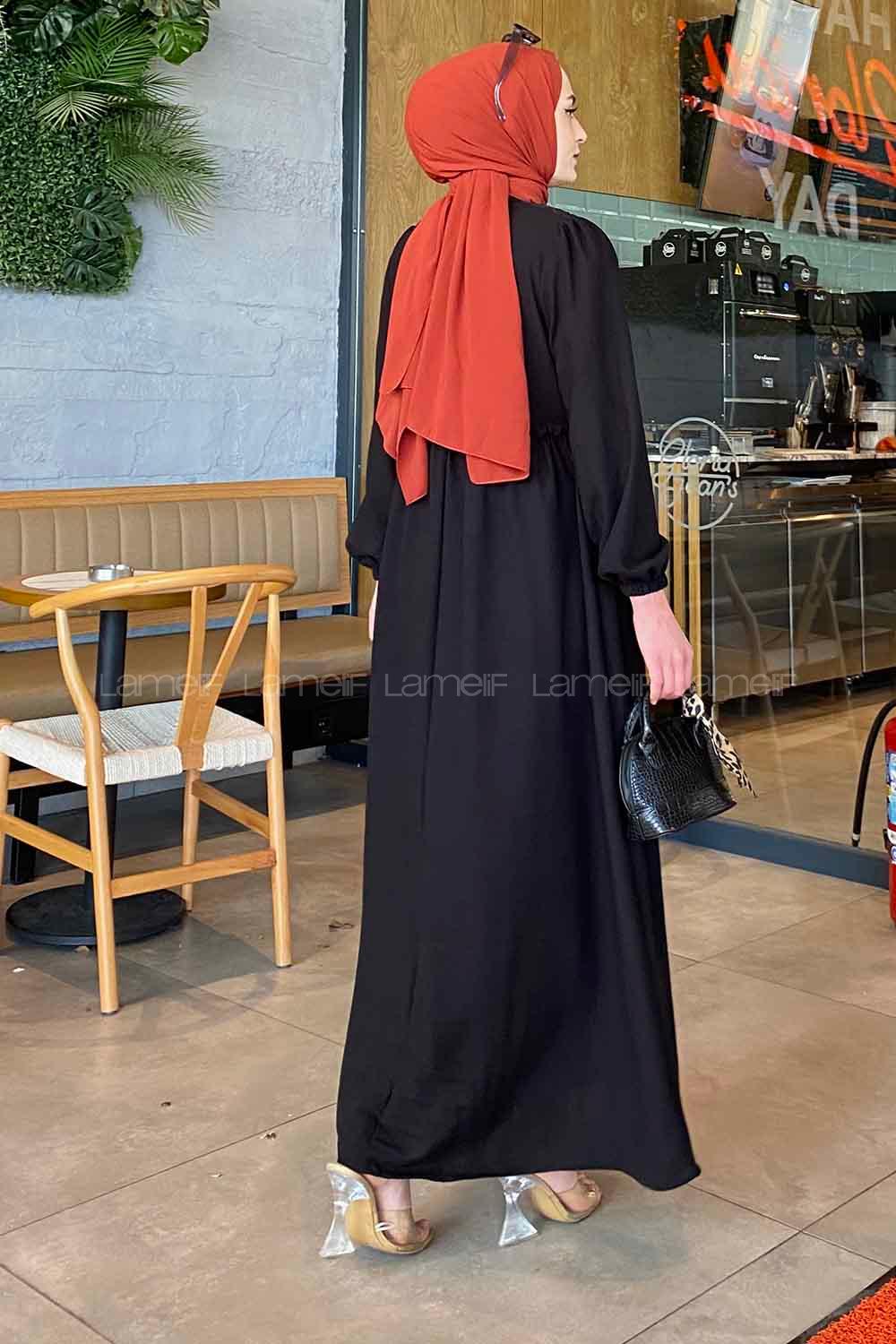 Lamelif Brode Elbise Siyah