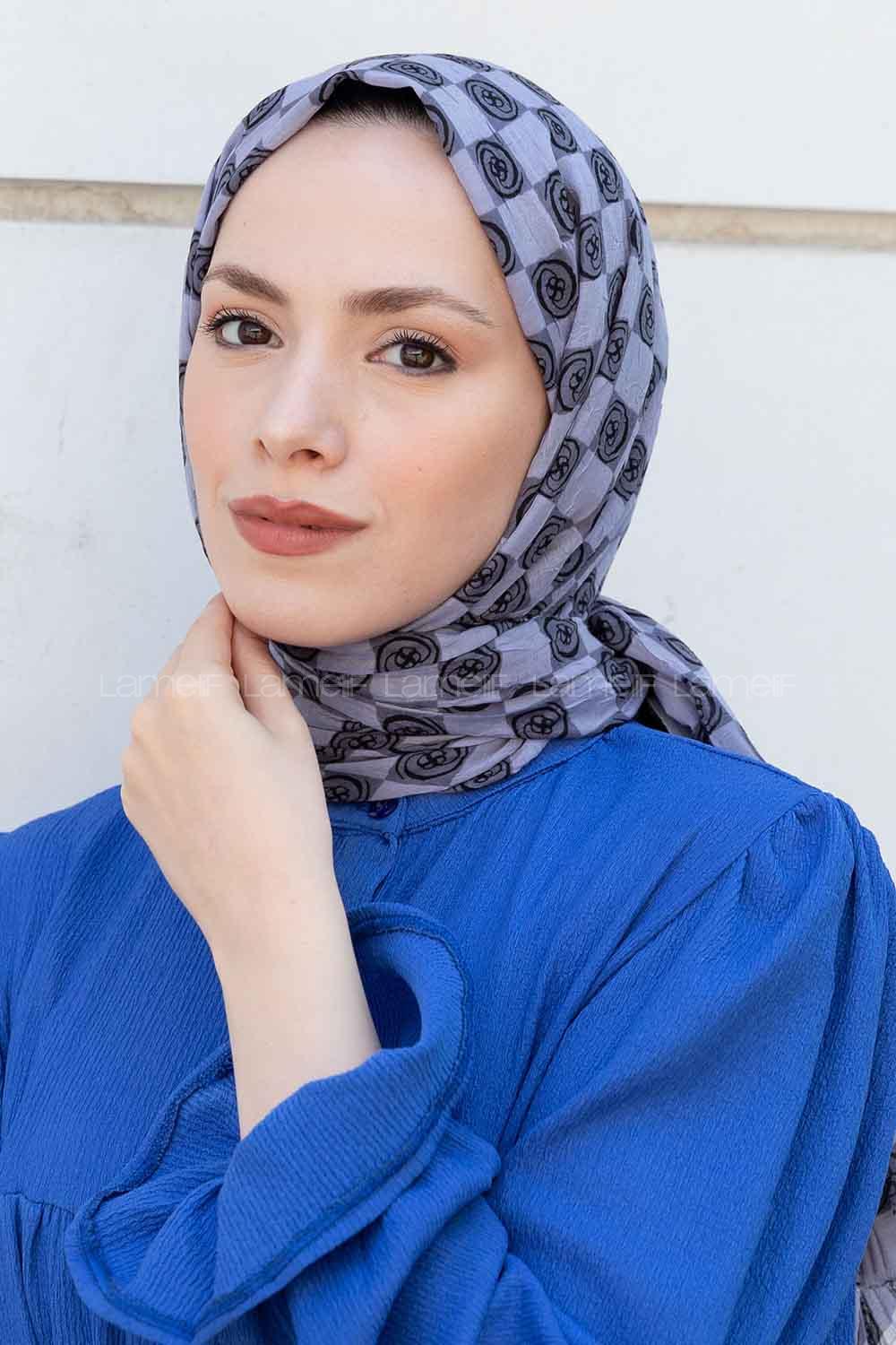 Gray Cotton Fabric Flowering Shawl