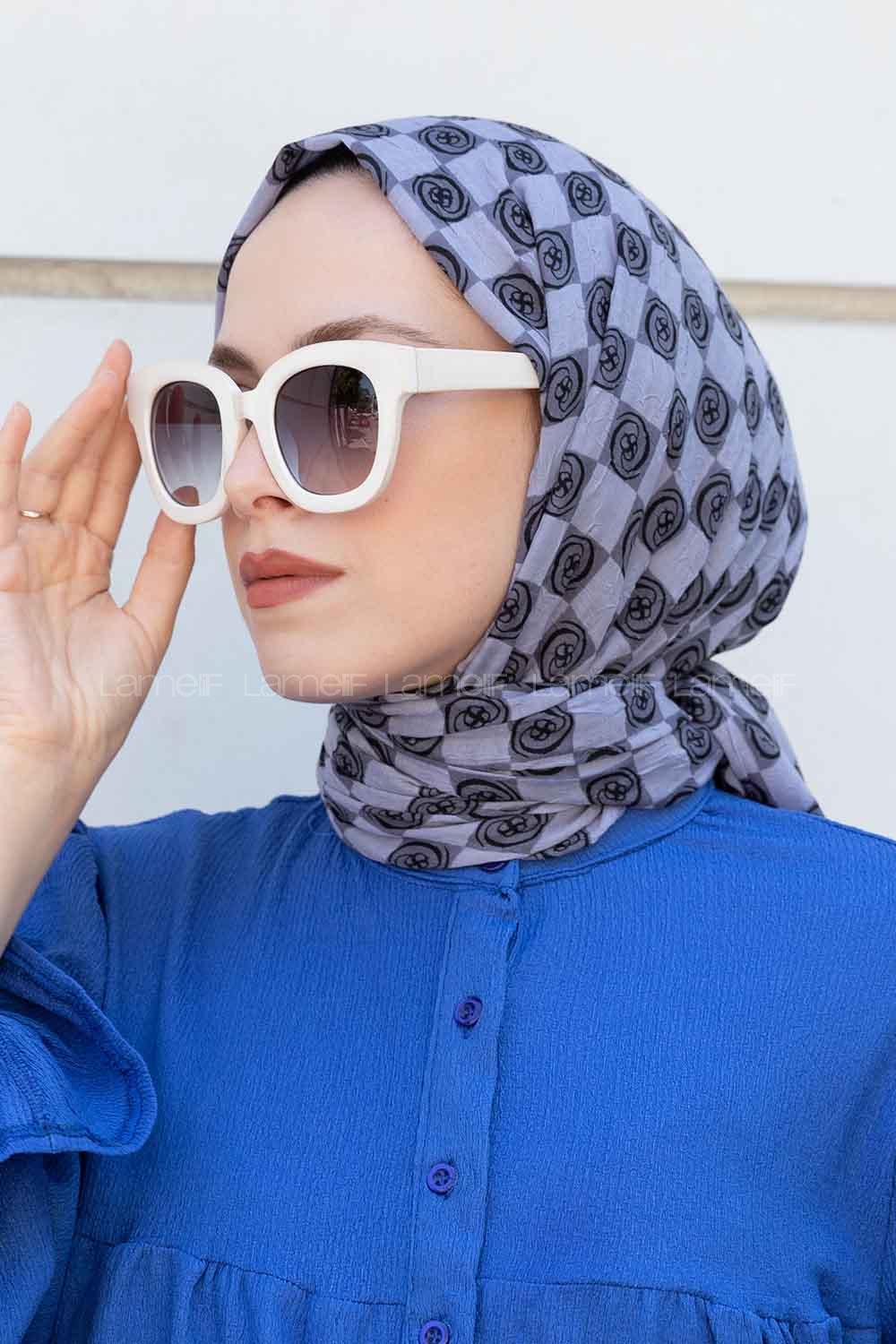 Gray Cotton Fabric Flowering Shawl