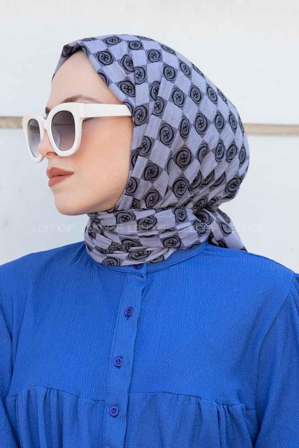 Gray Cotton Fabric Flowering Shawl