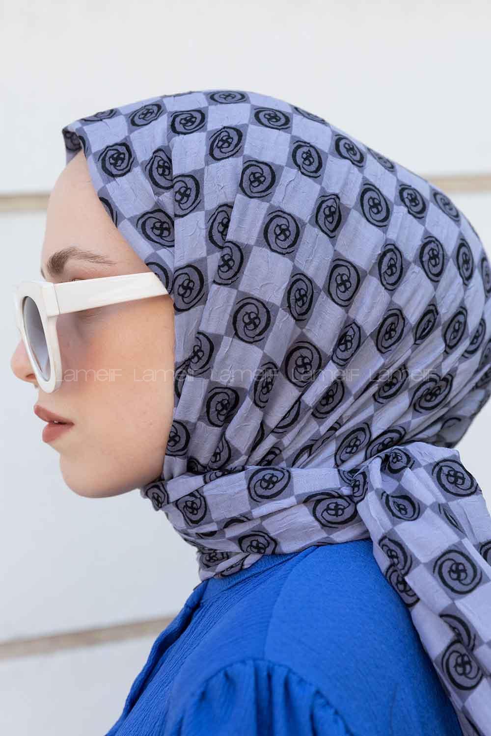 Gray Cotton Fabric Flowering Shawl