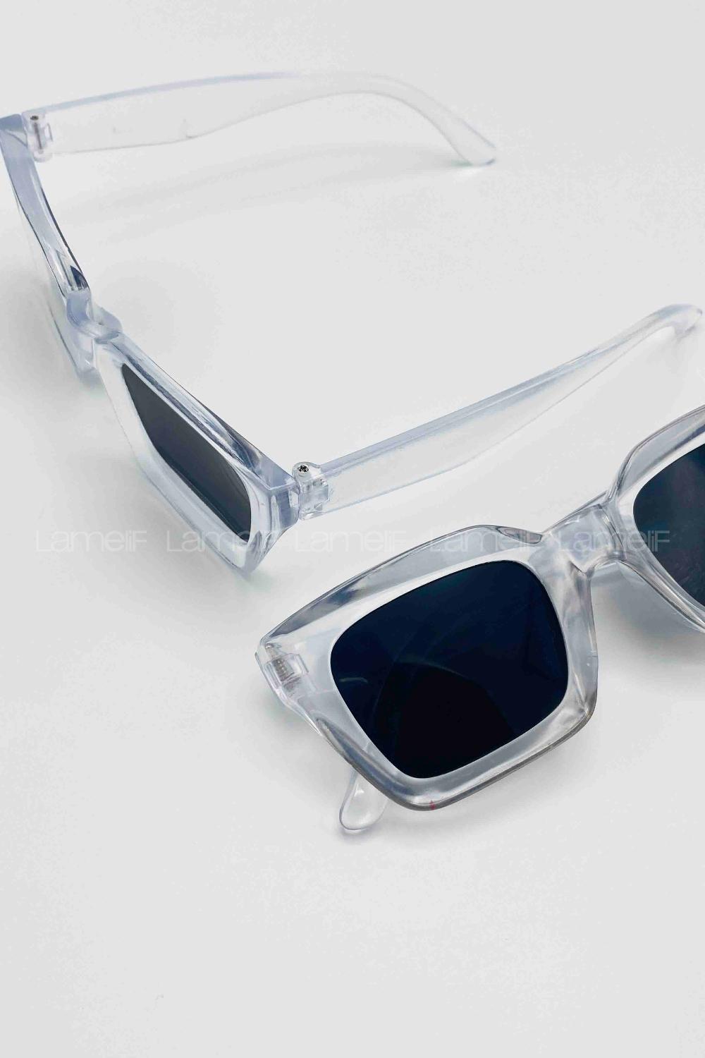 Lamelif Riva Şeffaf Çerçeve Siyah Cam Güneş Gözlüğü