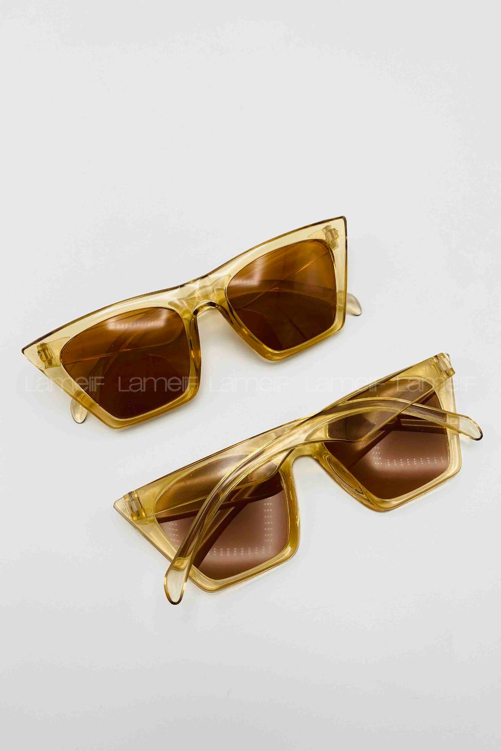 Lamelif Sütlü Kahve Çerçeve Kahve Cam Cat Eye Güneş Gözlüğü