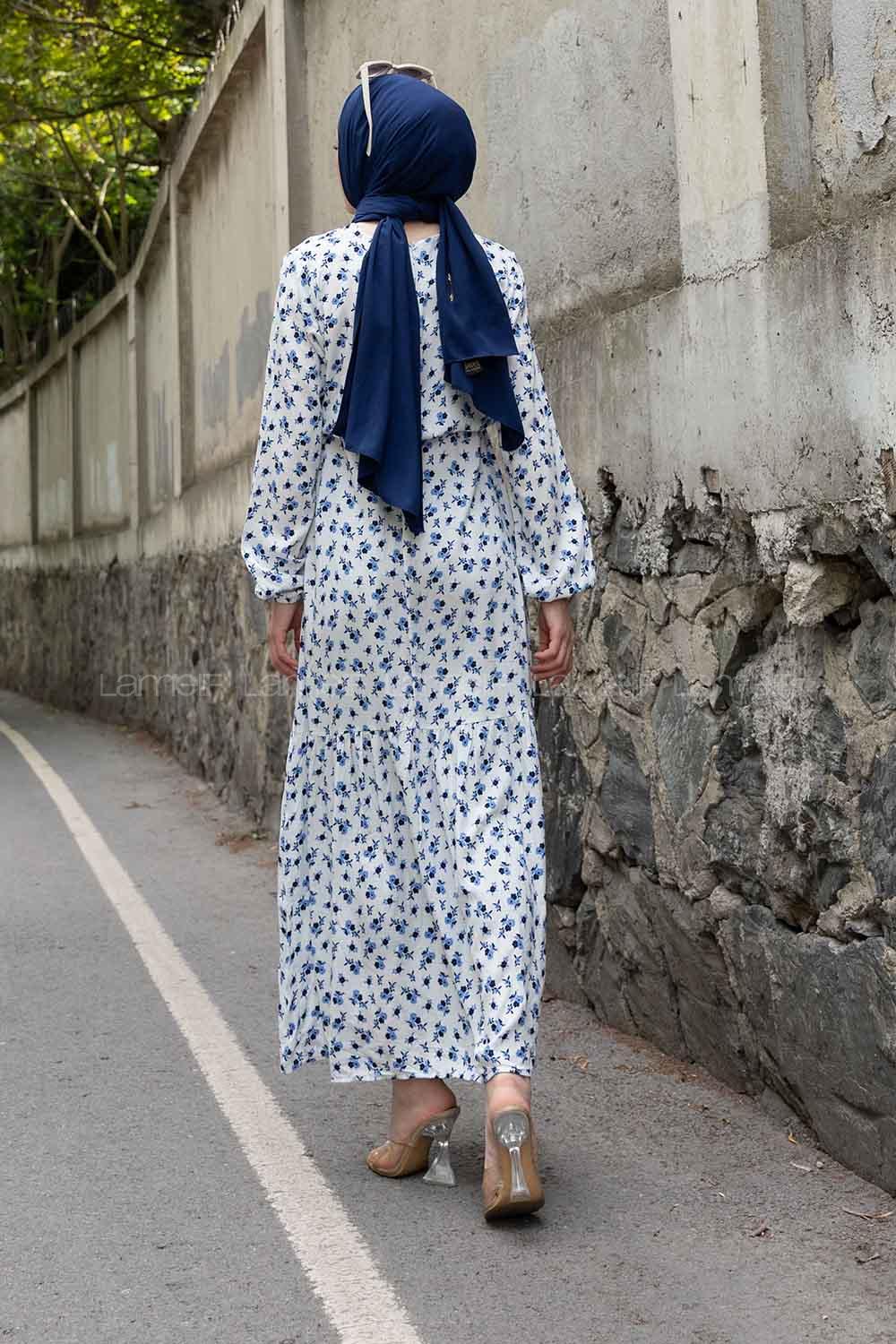 Modalamelif Çiçekli Yaz Elbisesi Beyaz