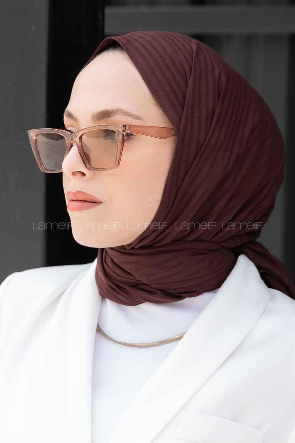 Lamelif Cotton Line Şal Acı Kahve