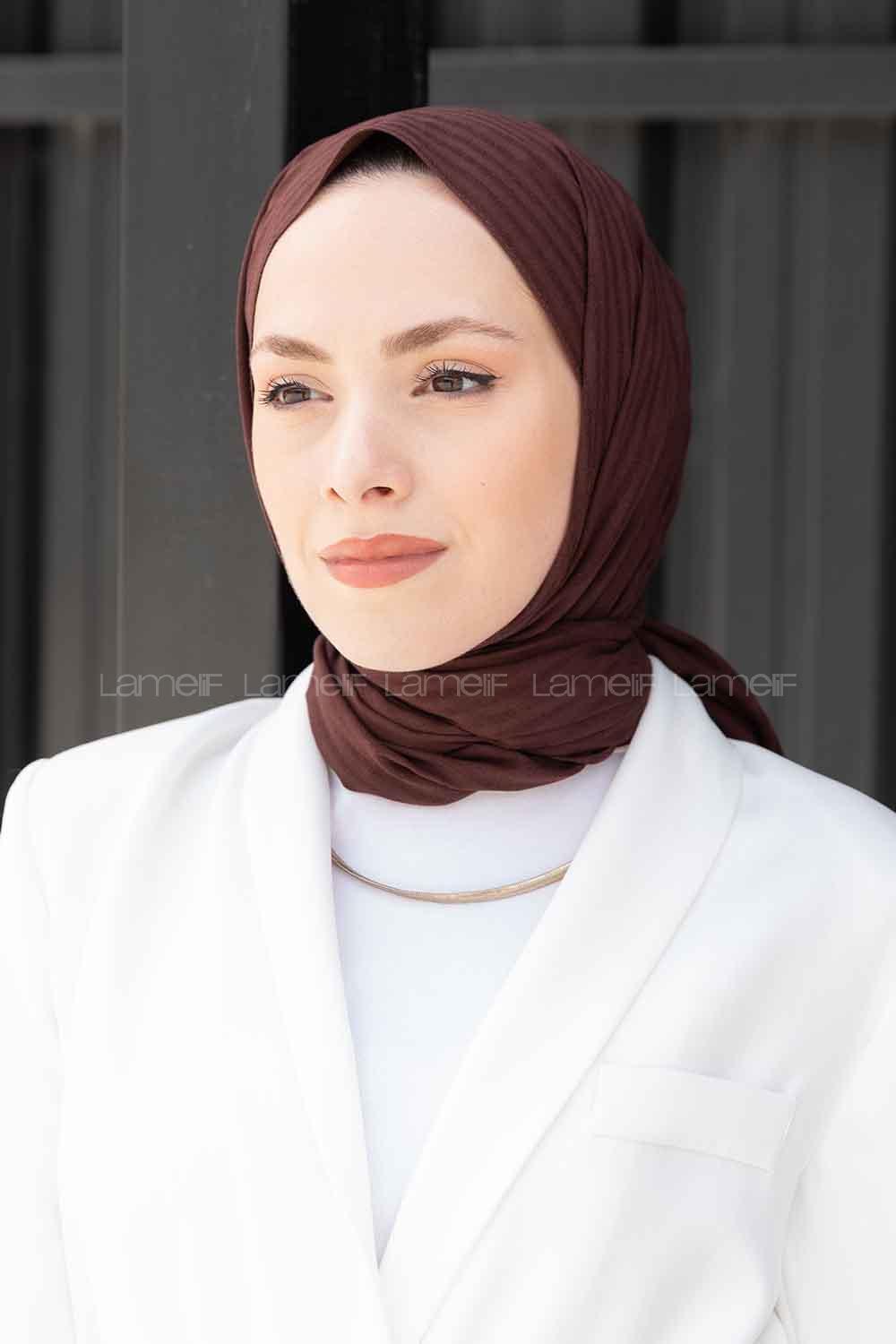 Lamelif Cotton Line Şal Acı Kahve