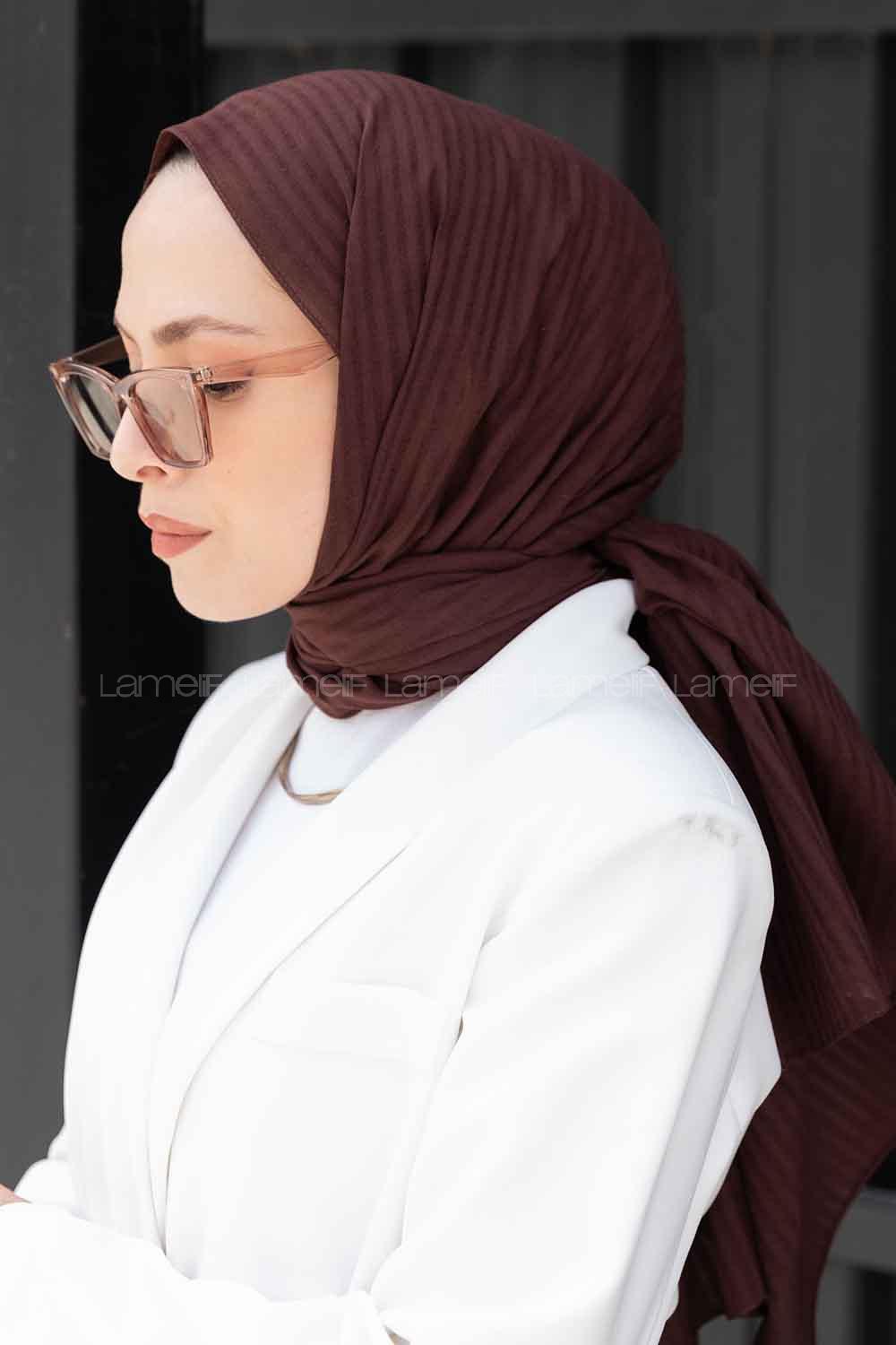 Lamelif Cotton Line Şal Acı Kahve