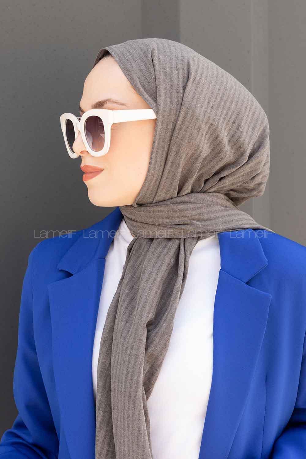 Lamelif Cotton Line Şal Füme