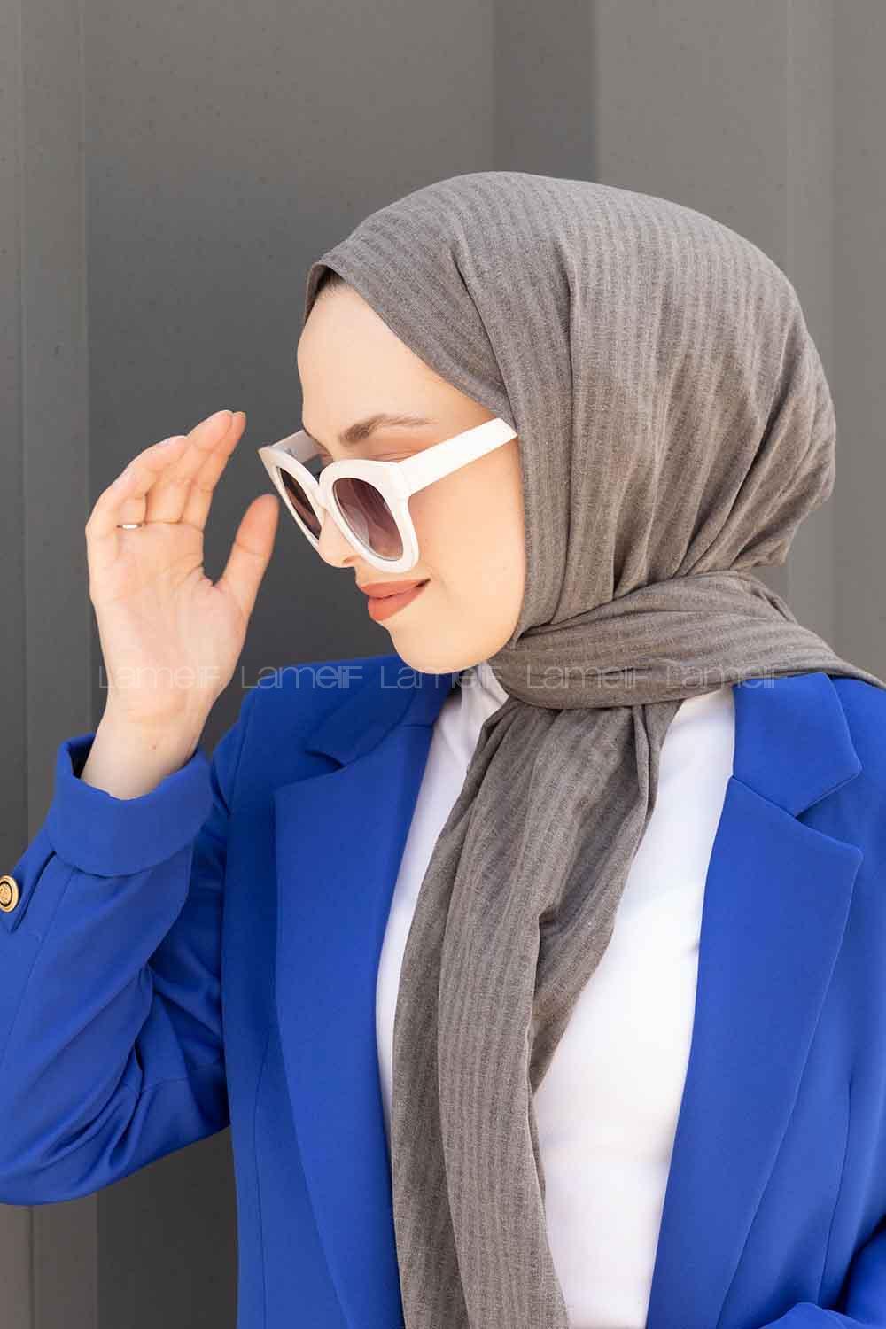 Lamelif Cotton Line Şal Füme