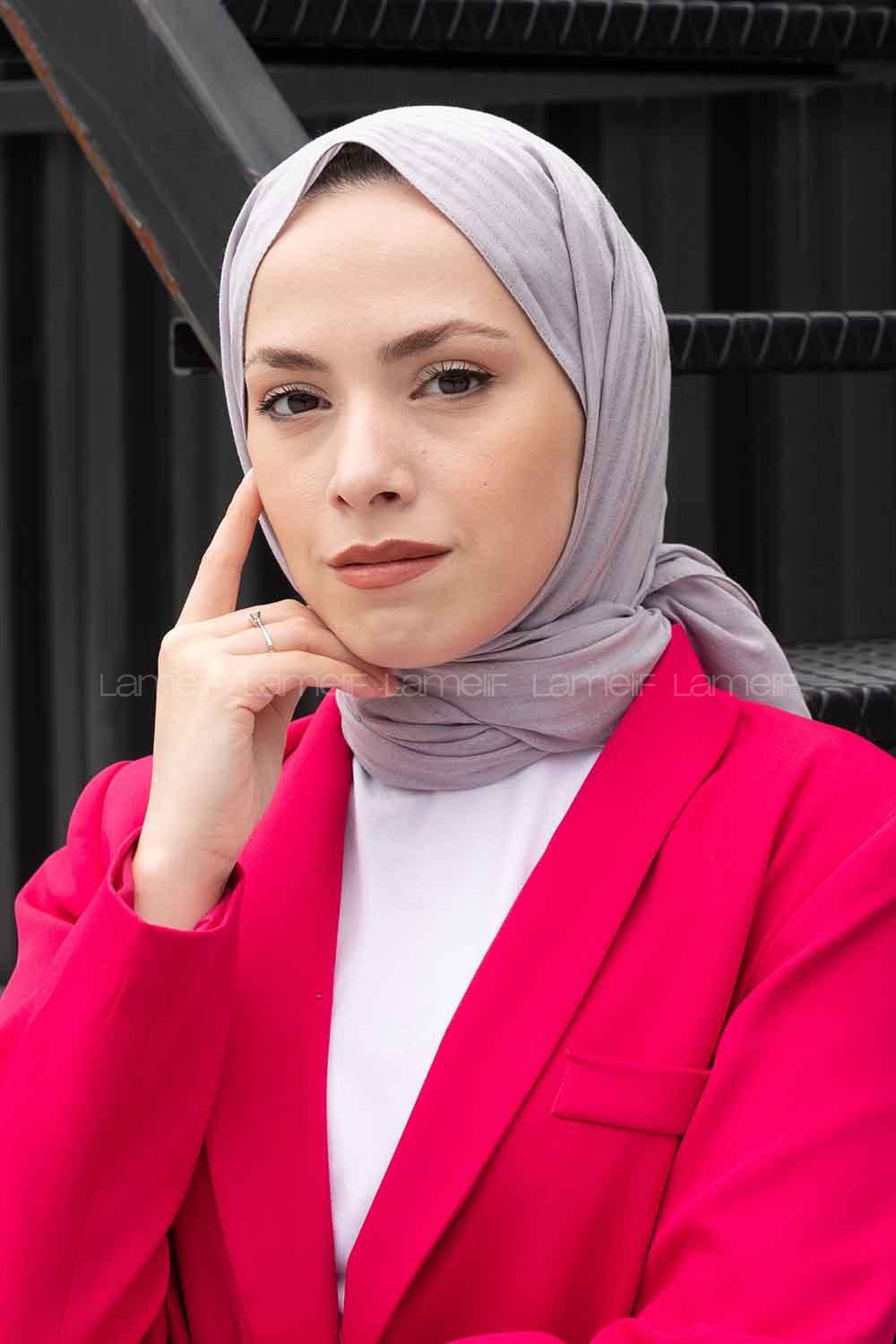 Lamelif Cotton Line Şal Gri