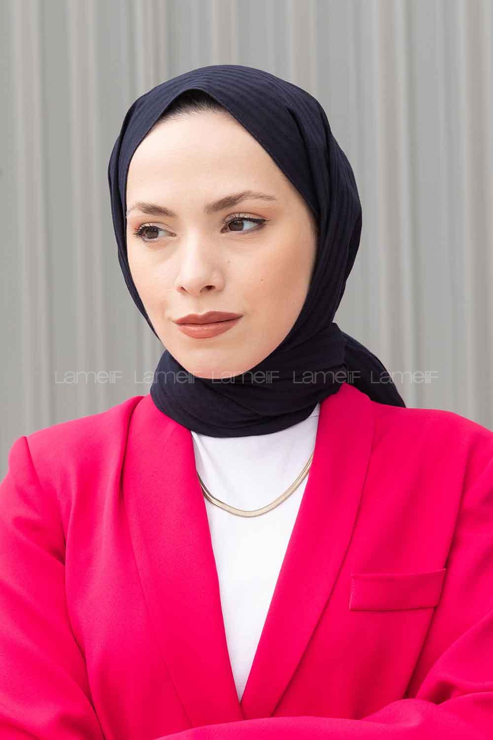 Lamelif Cotton Line Şal Lacivert