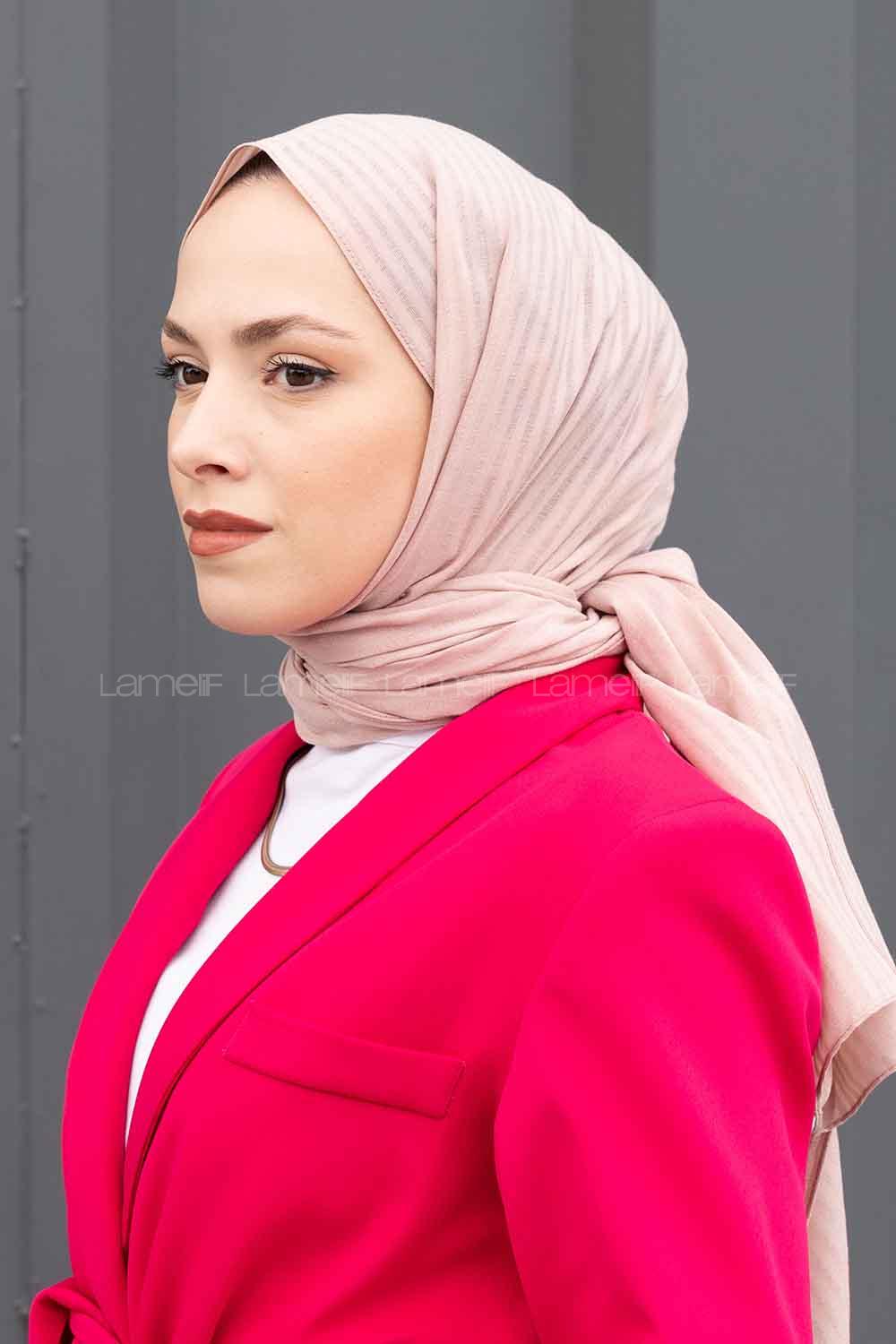 Lamelif Cotton Line Şal Pudra