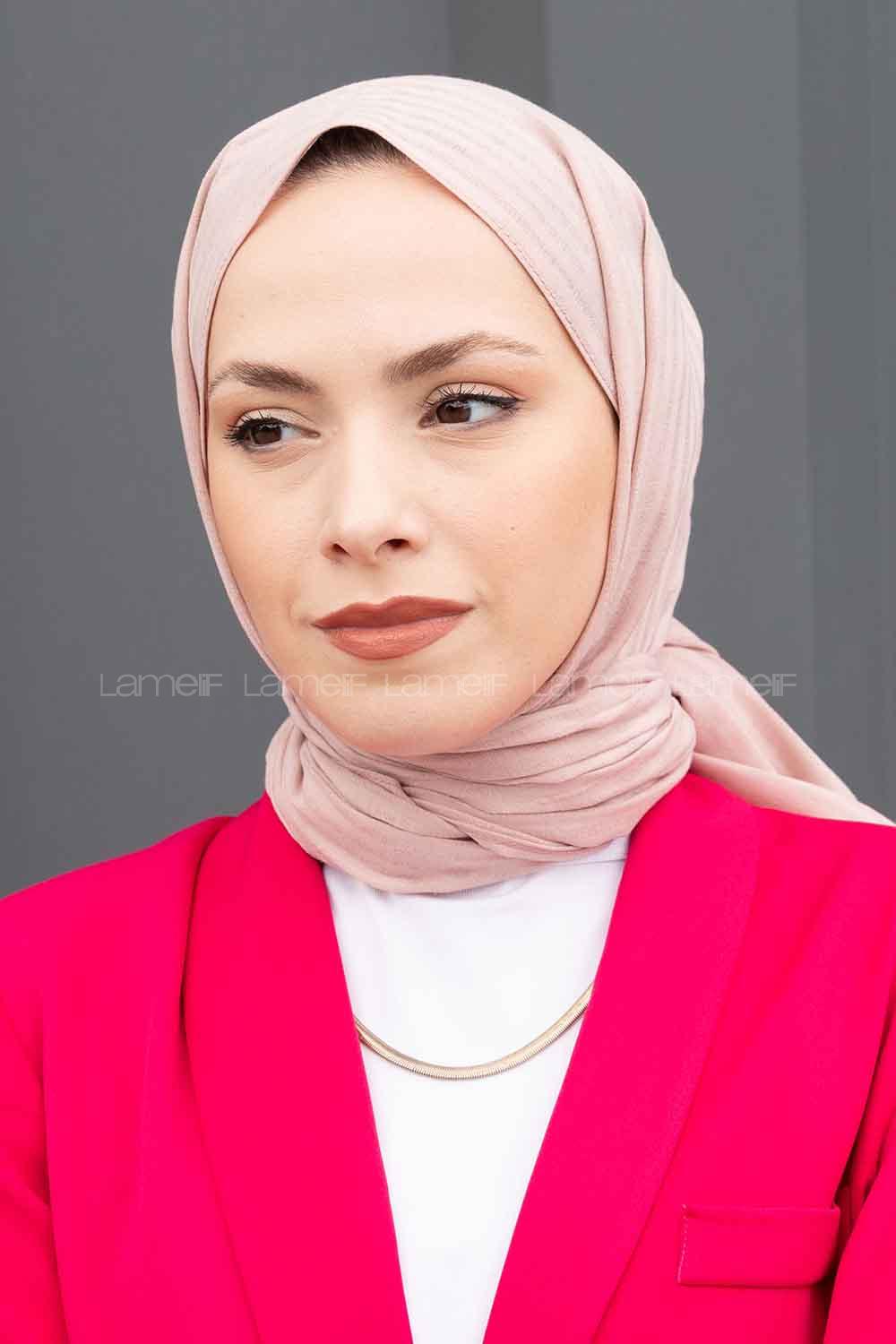 Lamelif Cotton Line Şal Pudra