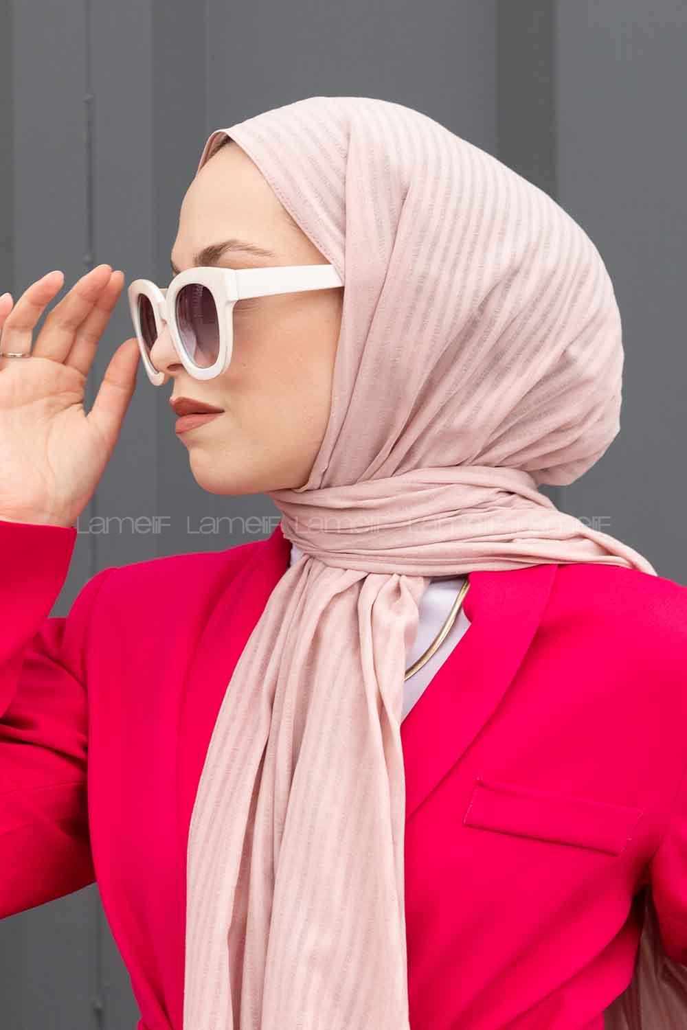 Lamelif Cotton Line Şal Pudra