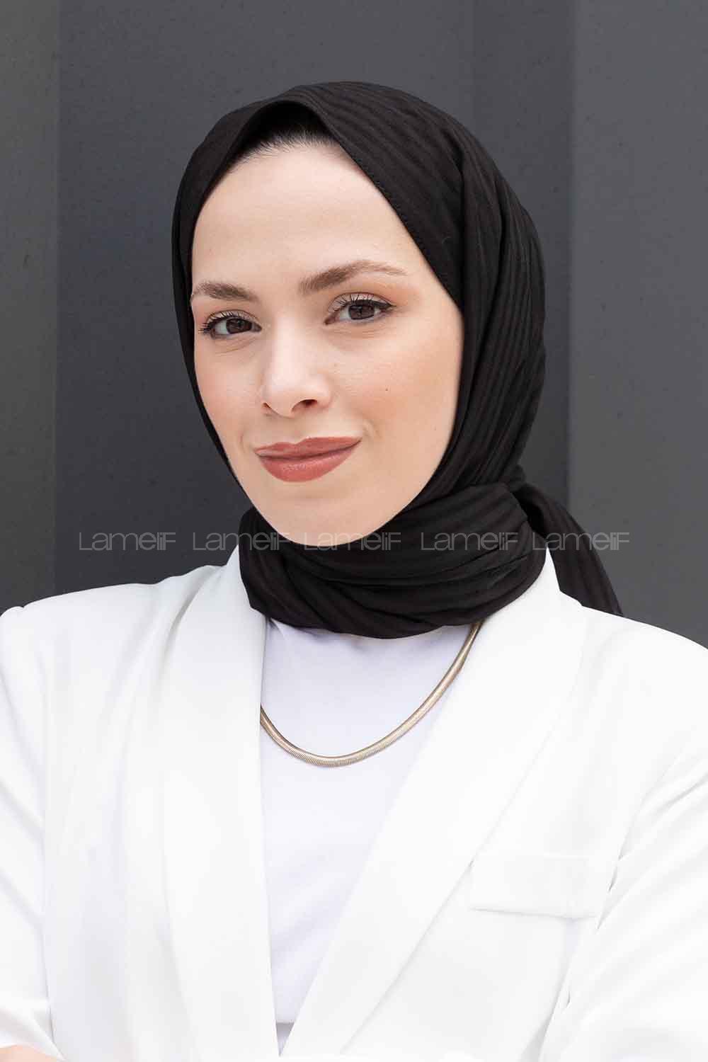 Lamelif Cotton Line Şal Siyah