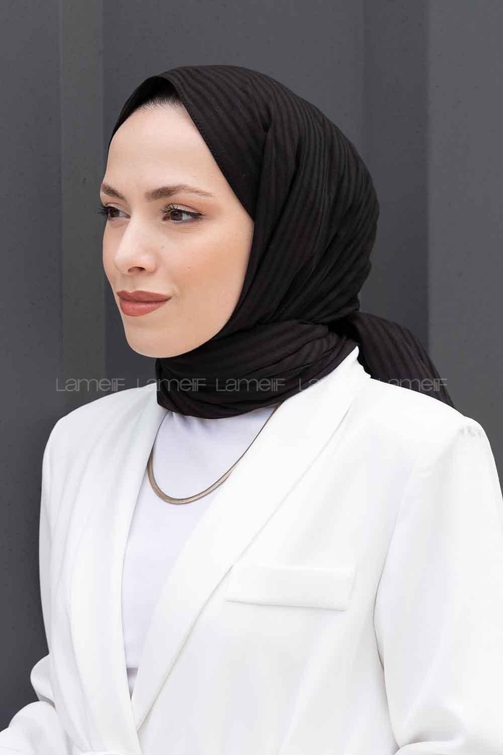 Lamelif Cotton Line Şal Siyah