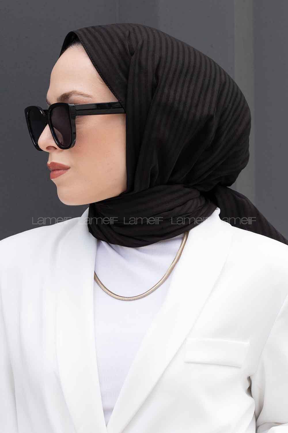 Lamelif Cotton Line Şal Siyah