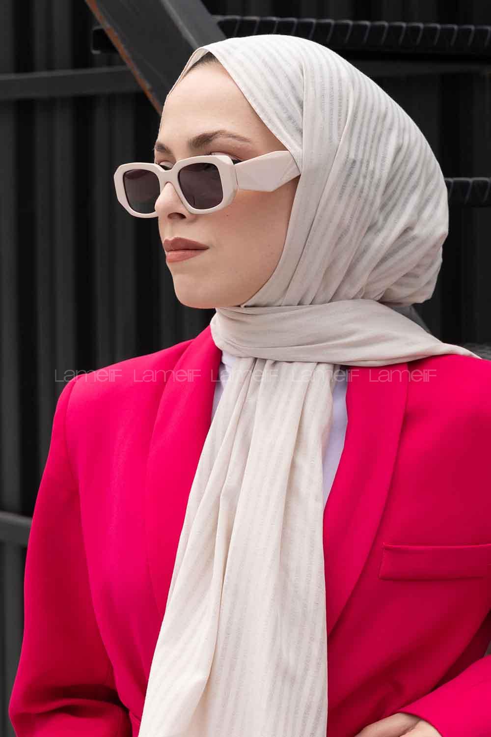 Lamelif Cotton Line Şal Açık Taş