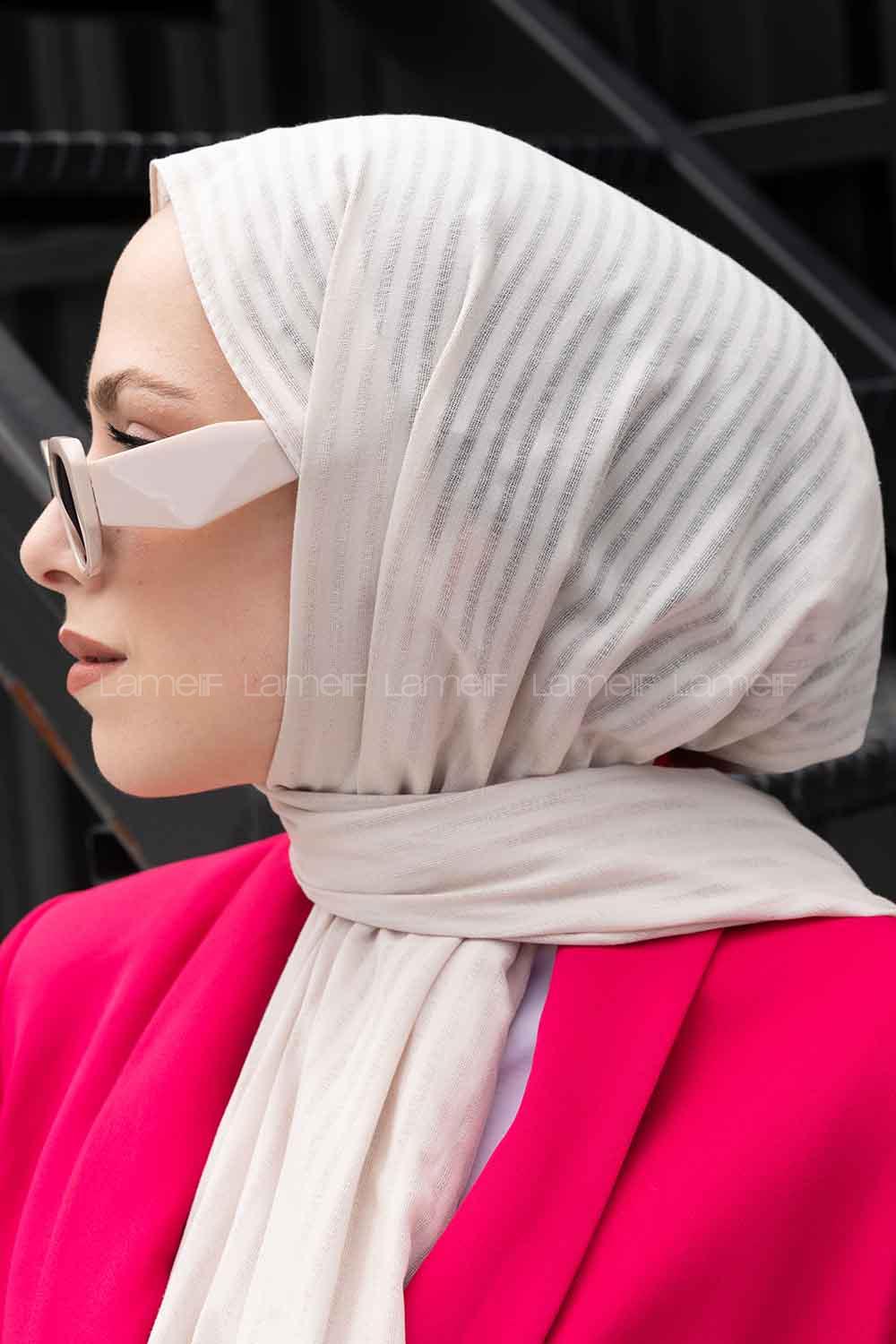 Lamelif Cotton Line Şal Açık Taş