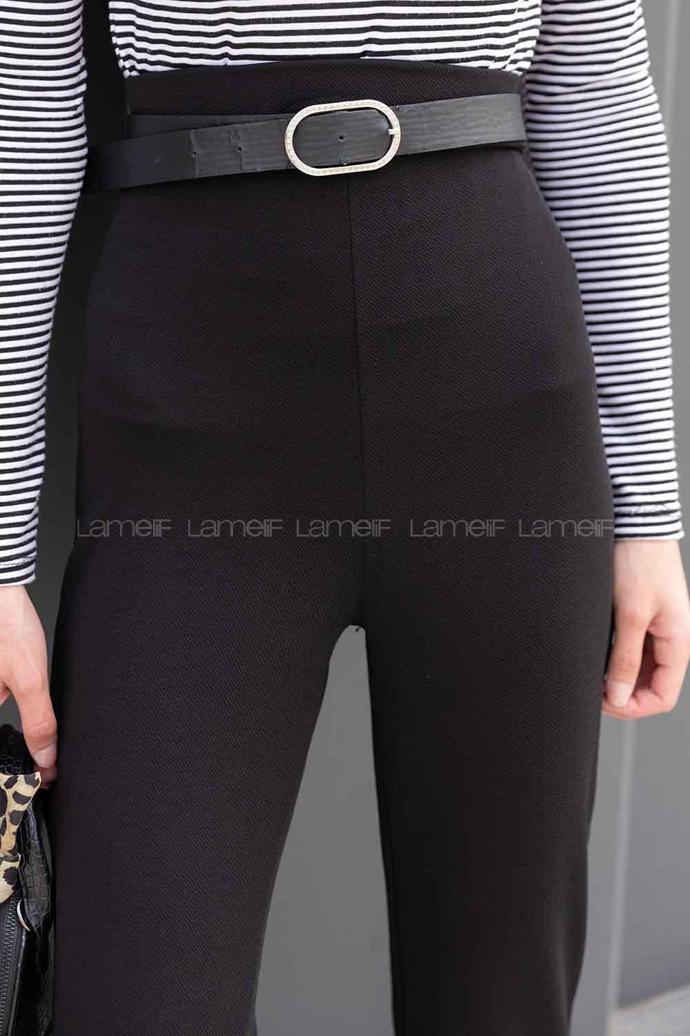 Black Crepe Fabric High Waist Elastic Waist Comfortable Pants
