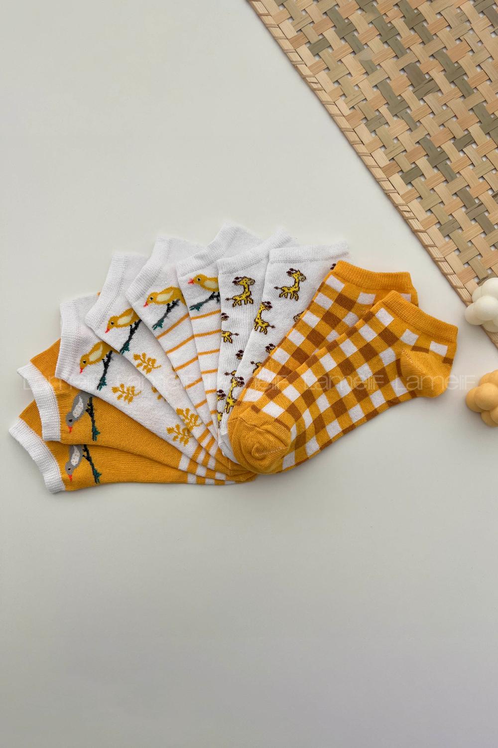 Lamelif  5li Kuş Desenli Patik Çorap