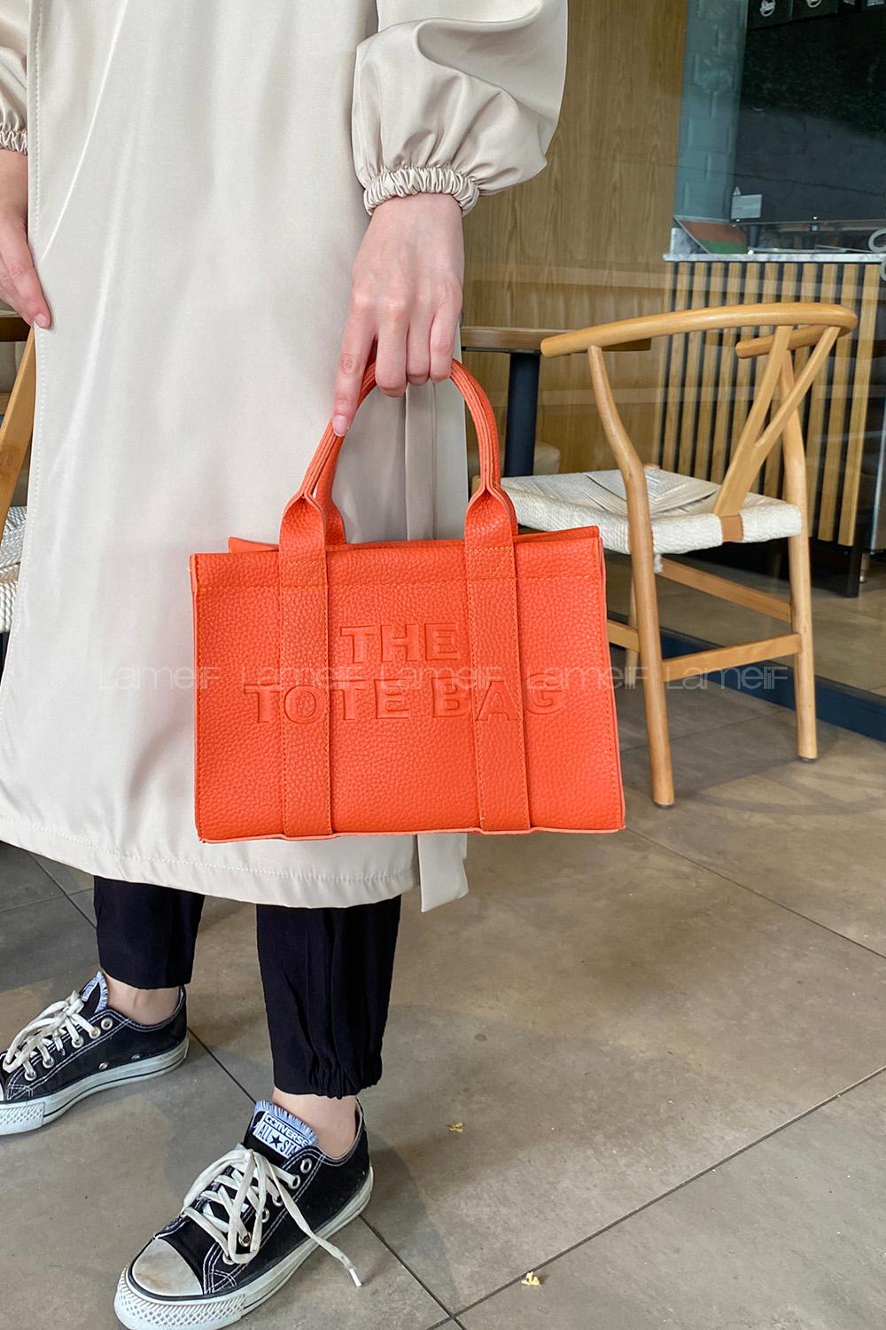 Lamelif Kolon Askılı Tote Bag Kadın El Ve Omuz Çantası Turuncu