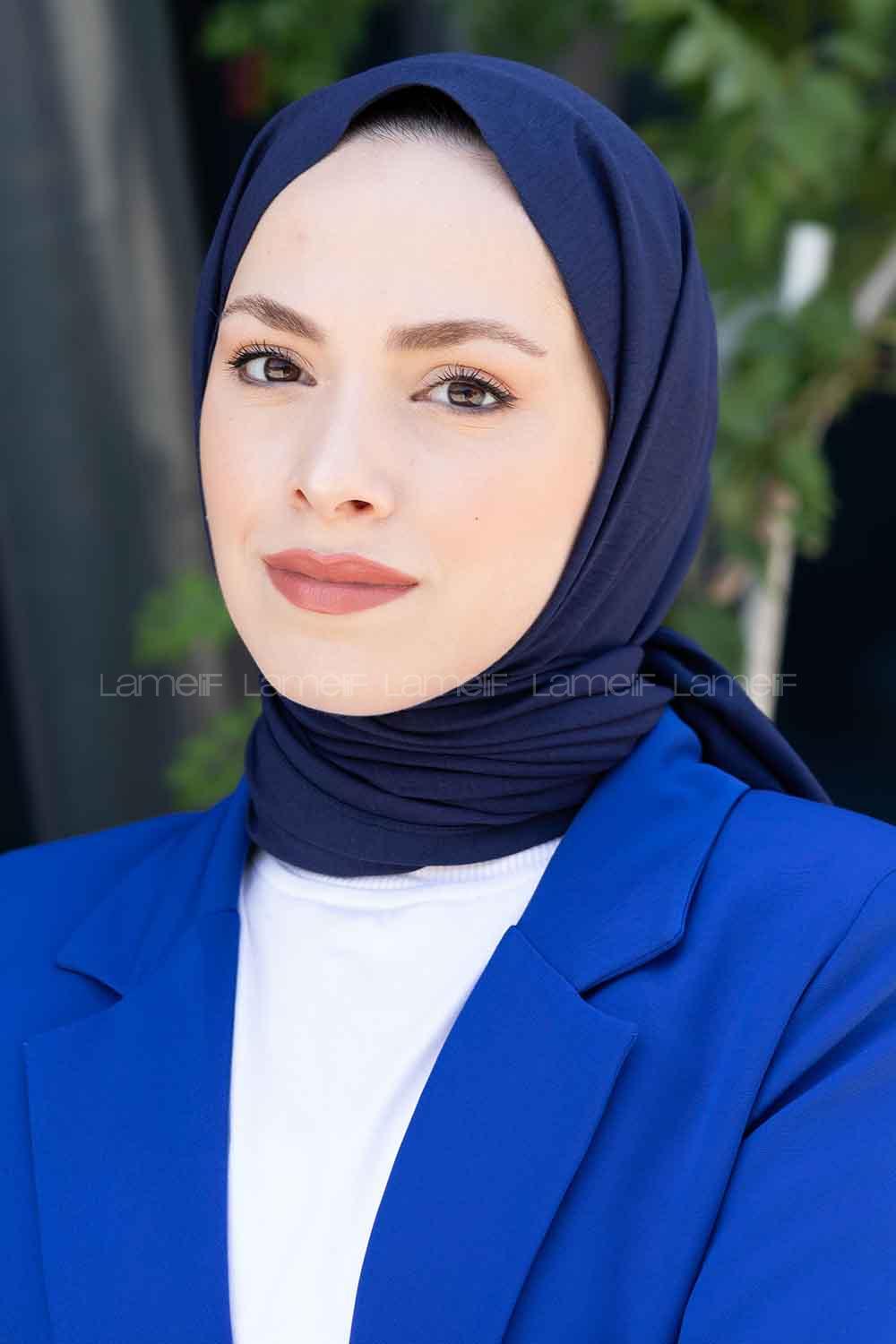 Midnight Blue Cotton Fabric Straight Shawl