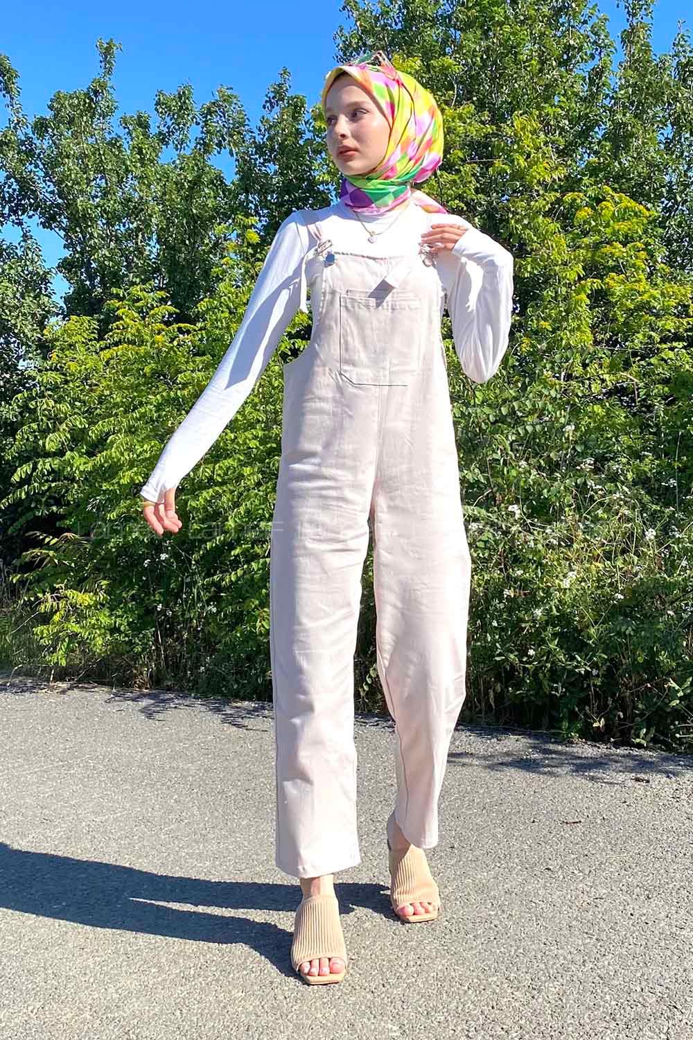 Stone Normal Neck Cotton Unprinted Overalls