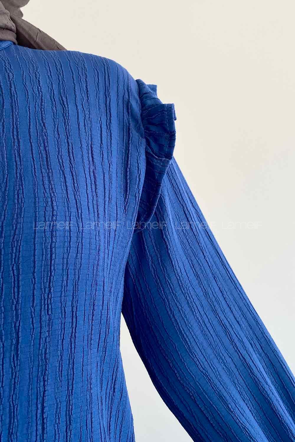 Indigo Shirt Collar Long Arm Cotton Unprinted Shirt