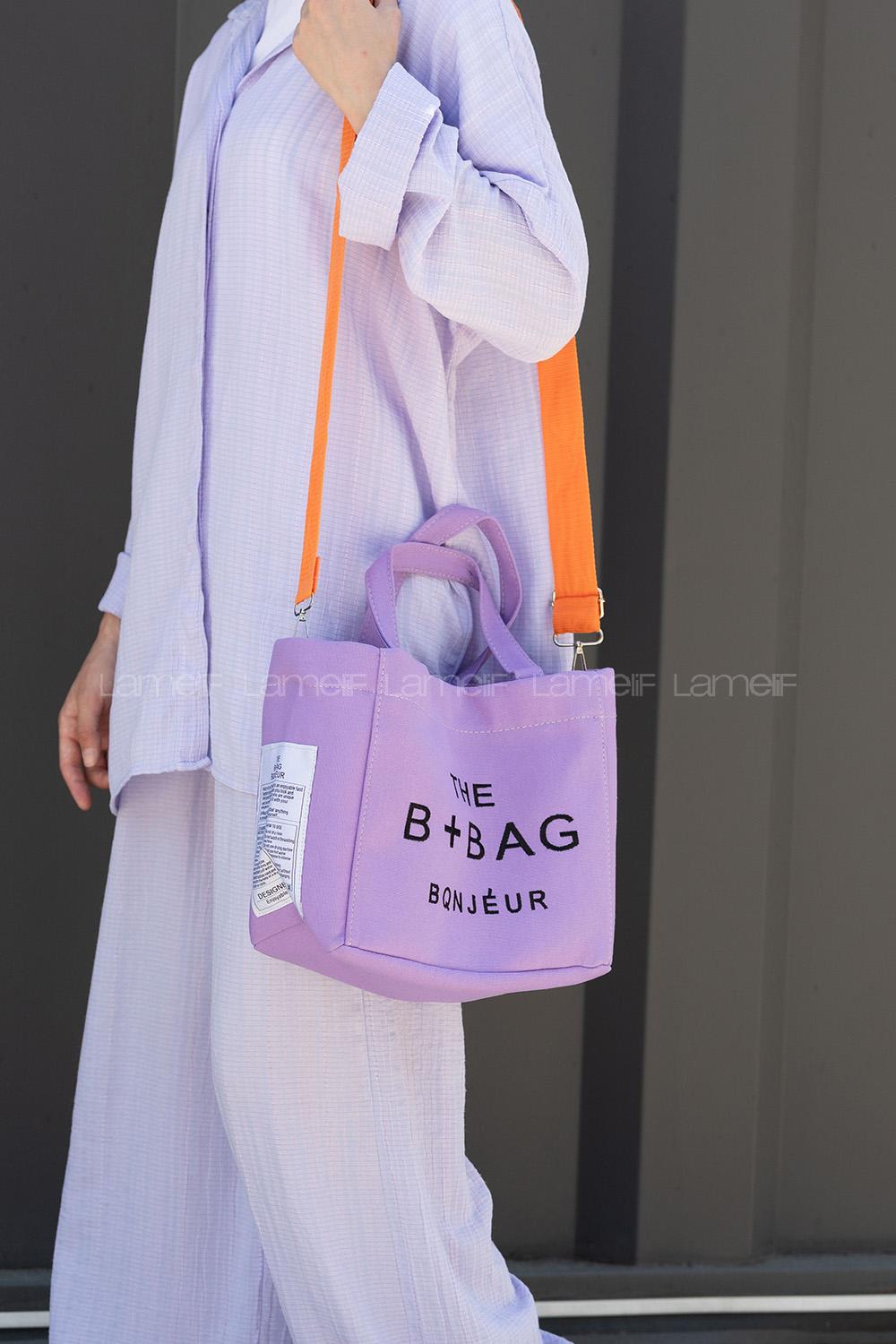 Lamelif B+bag Kanvas Kadın Çapraz Çanta Lila