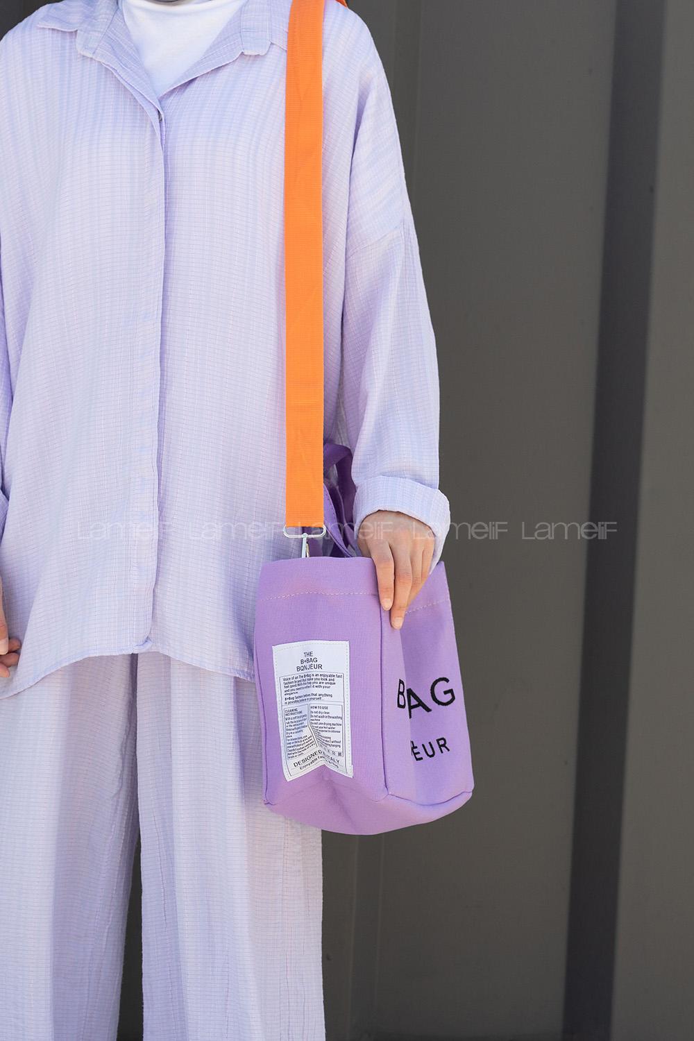 Lamelif B+bag Kanvas Kadın Çapraz Çanta Lila