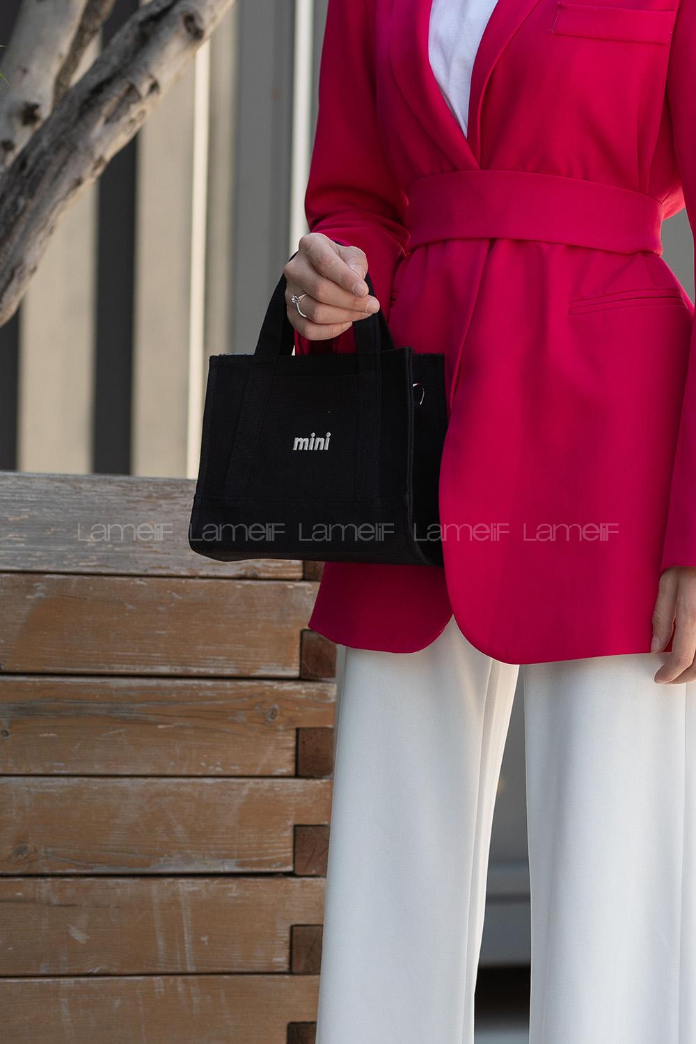 Lamelif Kanvas Mini Kadın Çanta Siyah