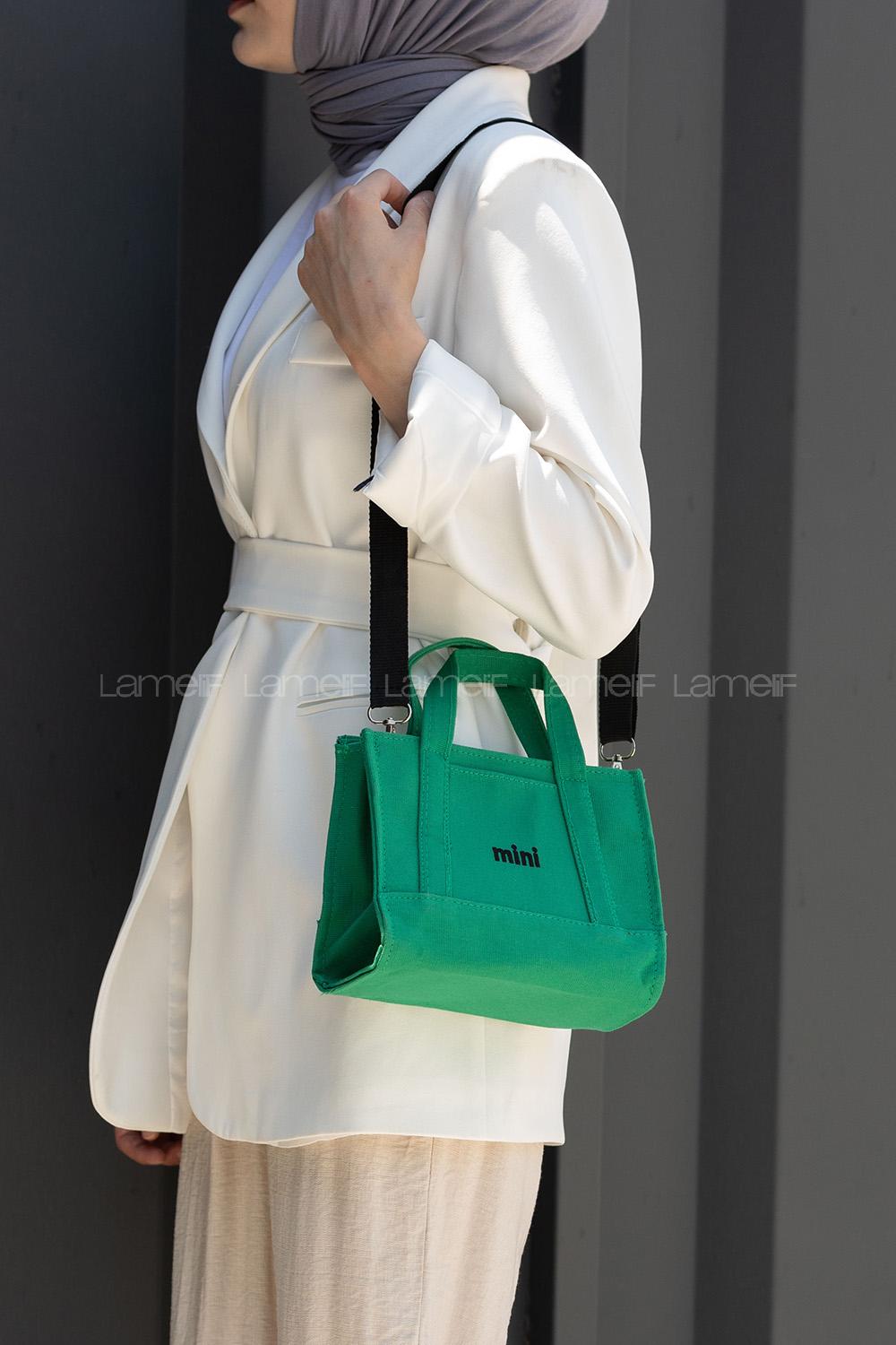 Lamelif Kanvas Mini Kadın Çanta Yeşil