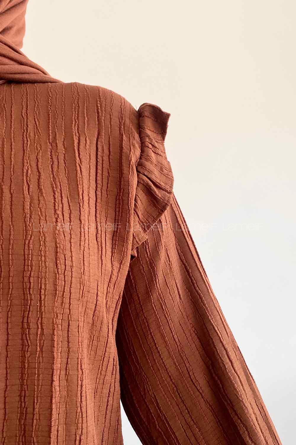 Bitter Brown Shirt Collar Long Arm Cotton Unprinted Shirt