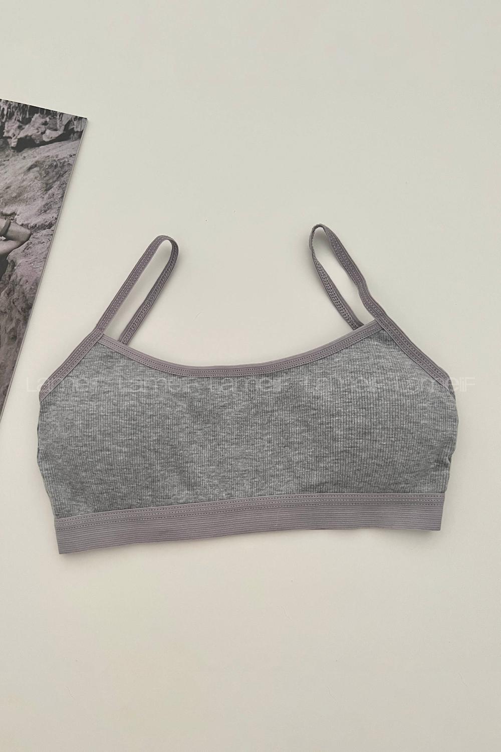 Gray Cotton Without Underwire Unsupport Bralet
