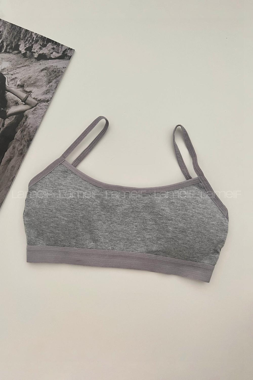Gray Cotton Without Underwire Unsupport Bralet