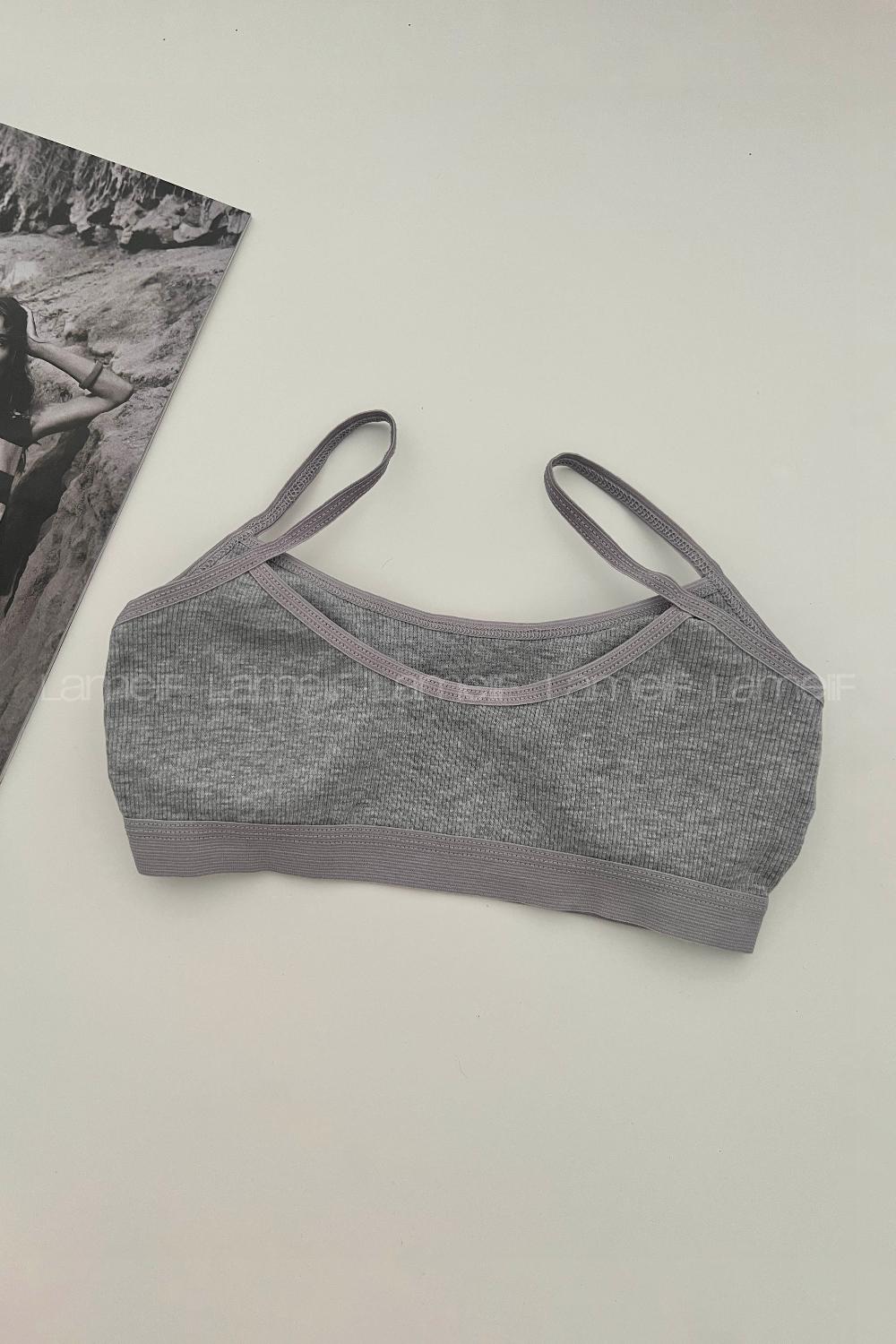 Gray Cotton Without Underwire Unsupport Bralet