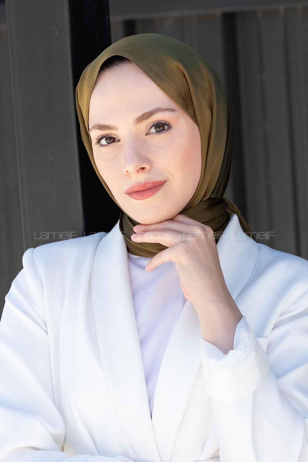 Lamelif Janjan Şal Asker Yeşili