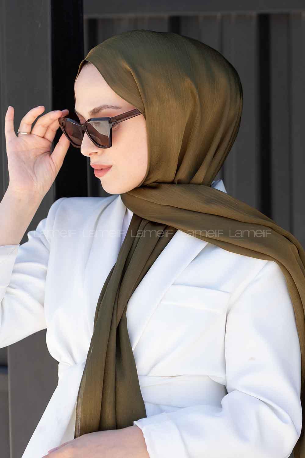 Lamelif Janjan Şal Asker Yeşili