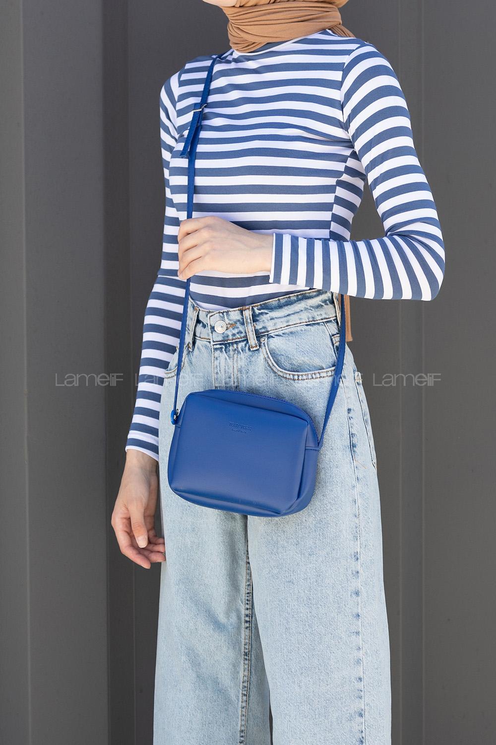 Blue Buckle Skin Hand Bag Bag