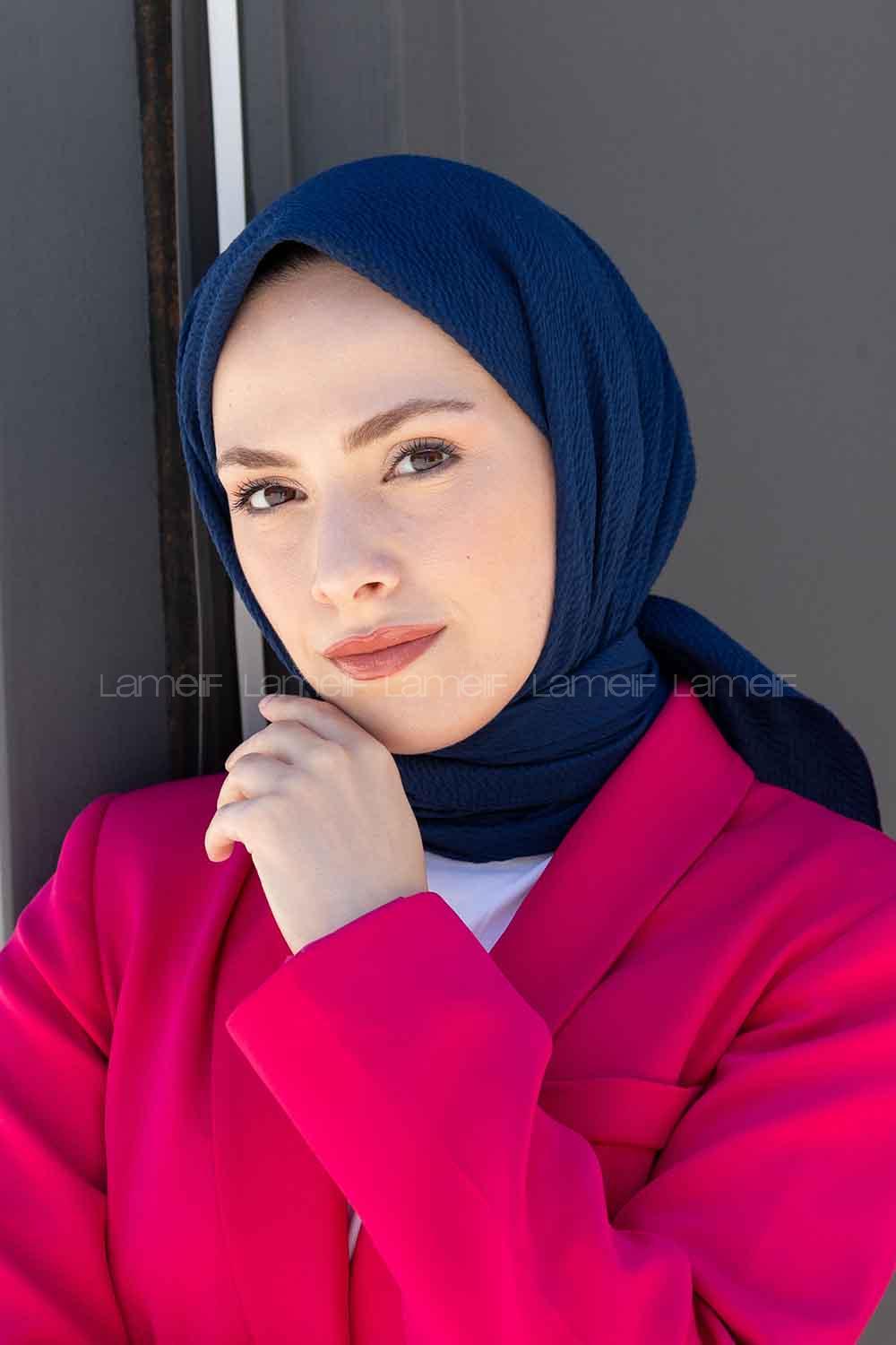 Blue Cotton Fabric Straight Shawl