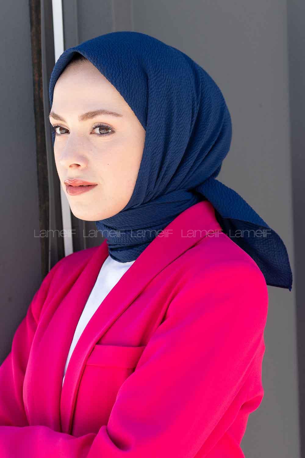 Blue Cotton Fabric Straight Shawl