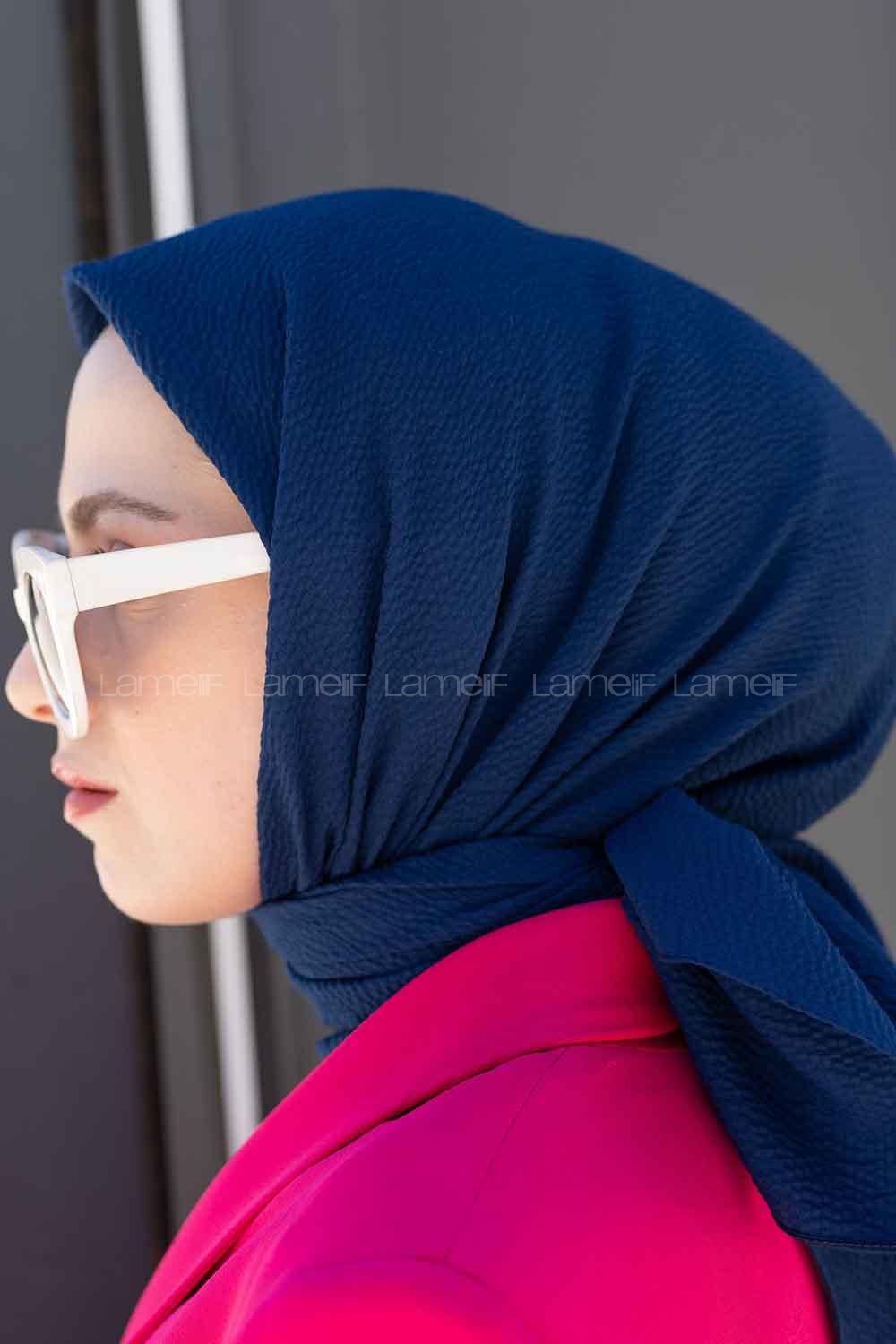 Blue Cotton Fabric Straight Shawl