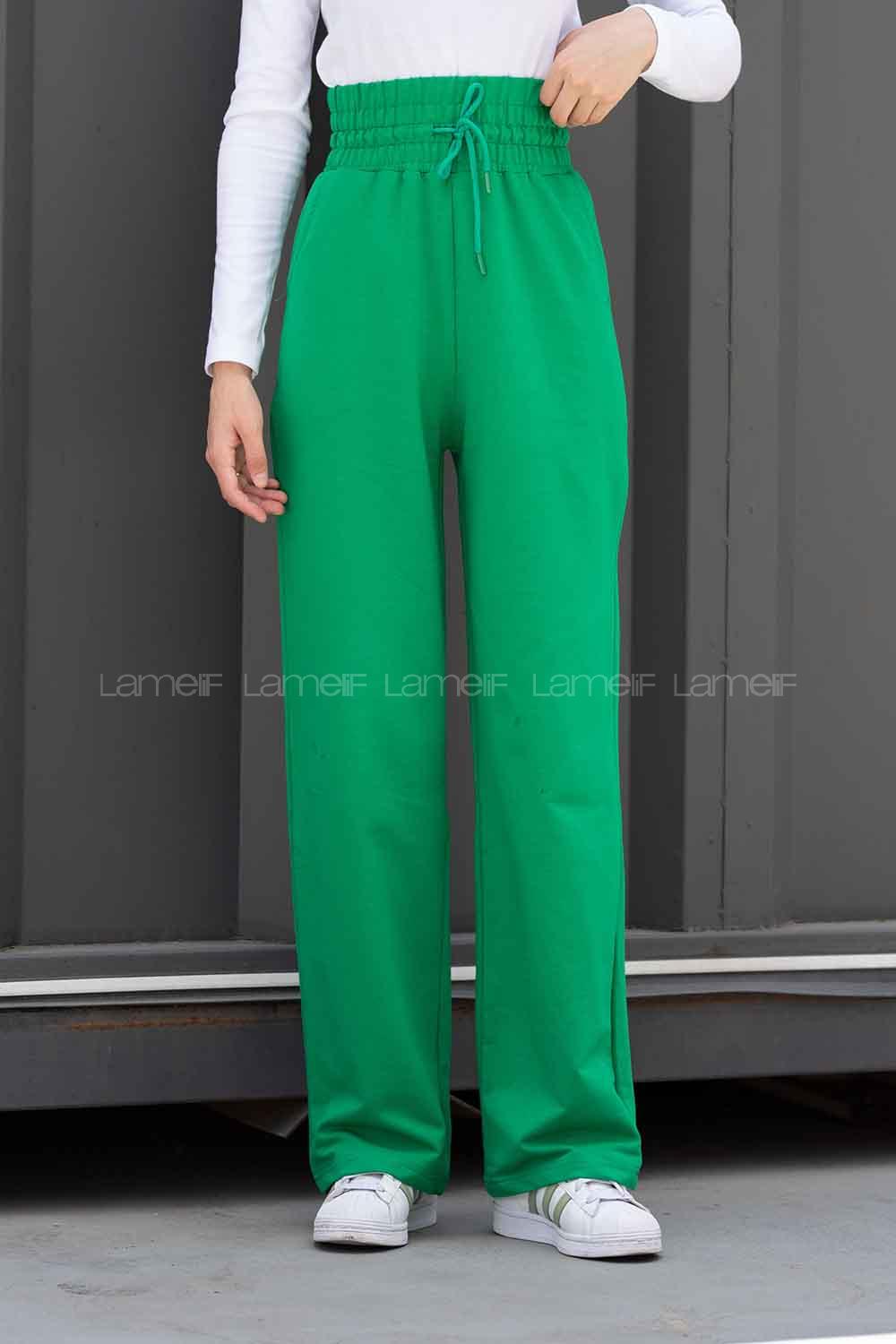 Emerald Green Flared Trousers High Waist Regular Cut Bottom Tracksuit
