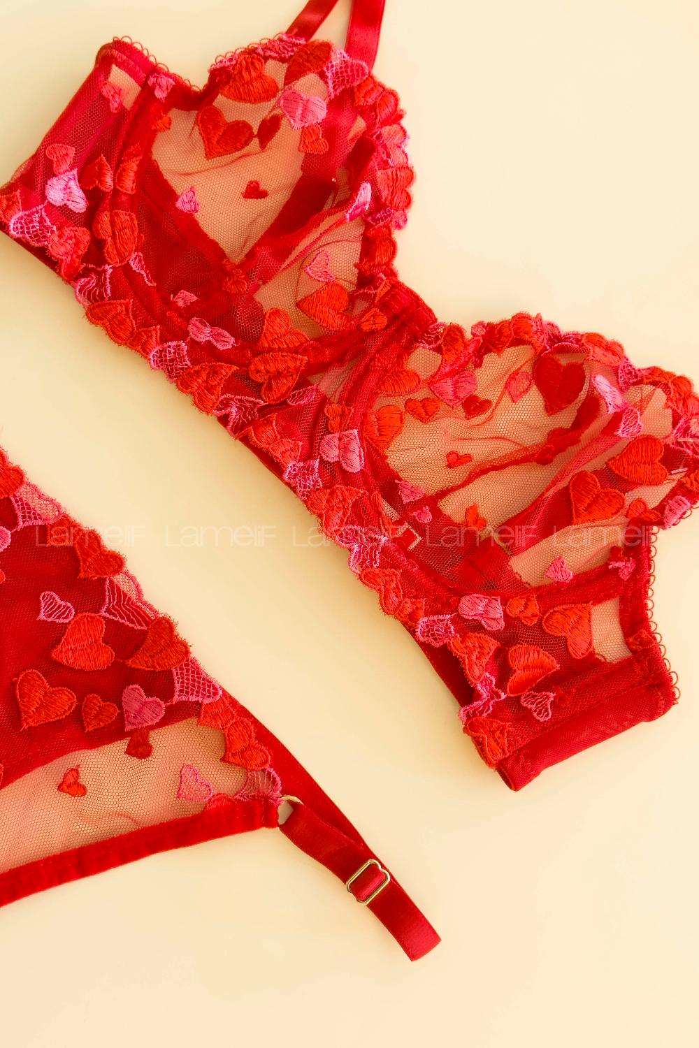 Red Cotton Fabric Underwire Support 