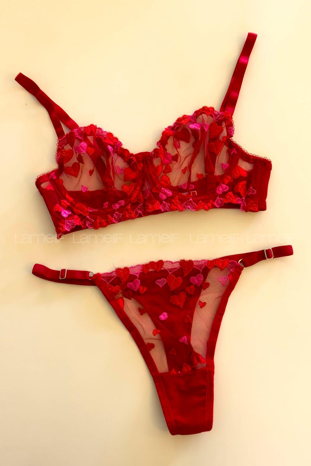 Red Cotton Fabric Underwire Support 