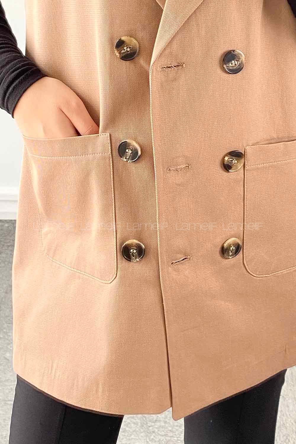 Mink Shirt Collar Zero Arm Linen Jacket