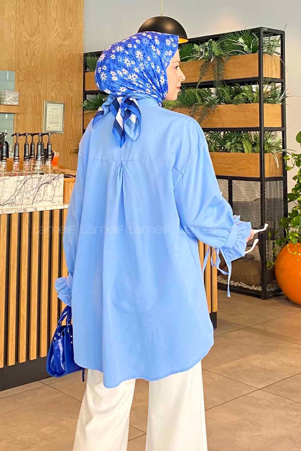 Lamelif Flores Fırfırlı Tunik Bebe Mavisi