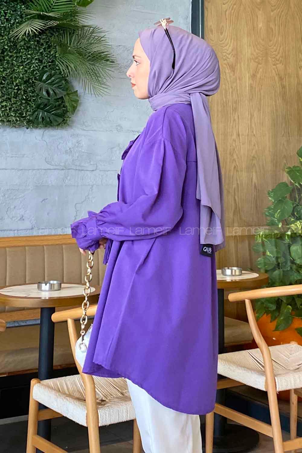 lores Fırfırlı Tunik Mor