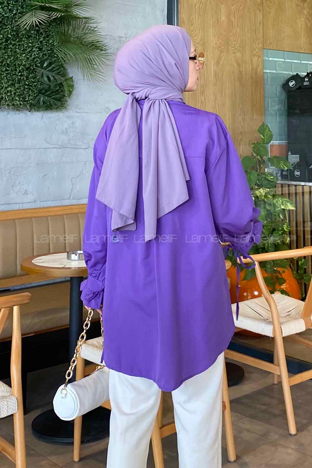 lores Fırfırlı Tunik Mor